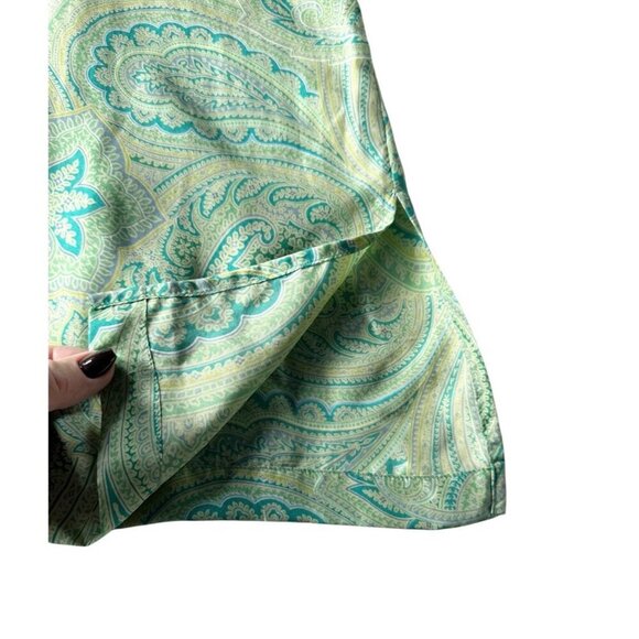 Coldwater Creek Woman's Sz L Green Turquoise Silk Embroidered Tunic Blouse - Picture 9 of 9